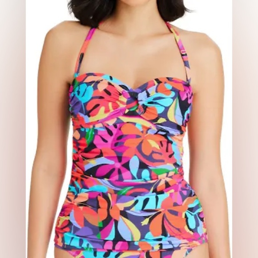 Bleu Rod Beattie multicolored leaf pattern tankini‎ top women’s size 10 summer